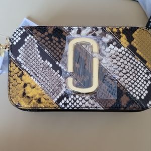 MARC JACOBS Logo Strap Snapshot Small Camera Bag - Black Animal Print